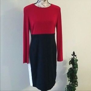 Ralph Lauren - Red and black color block sheath dress